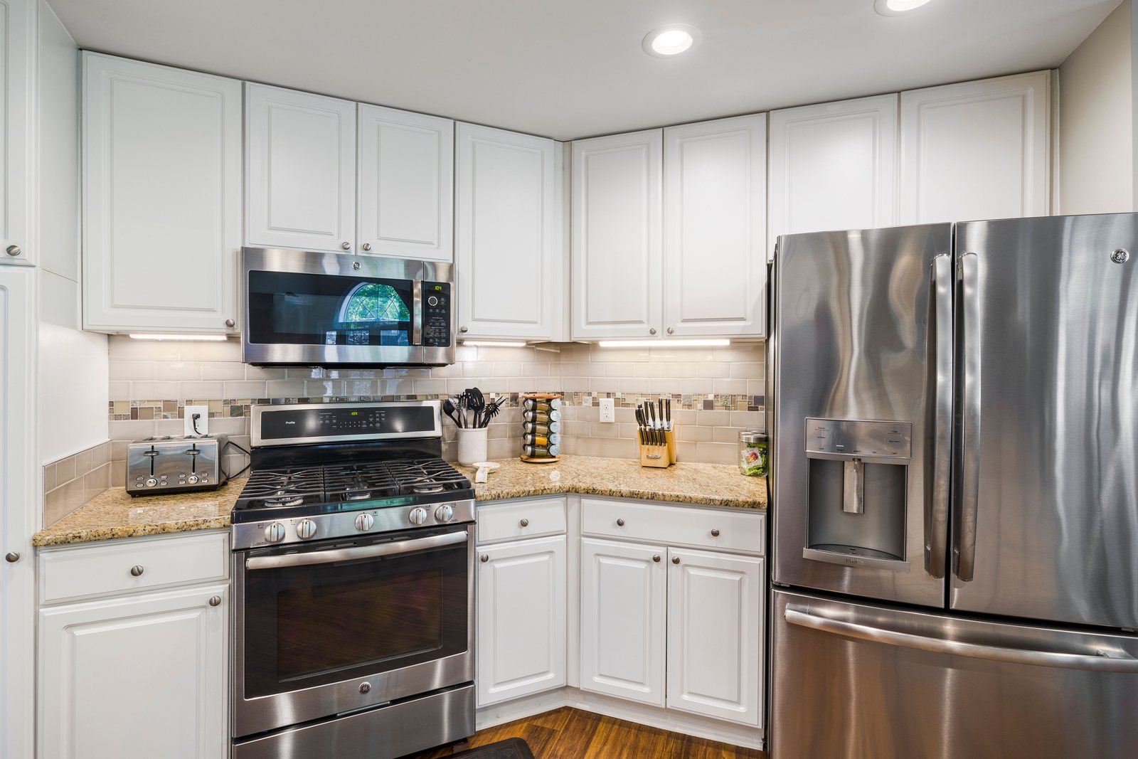 Bright modern kitchen cleaned and organized